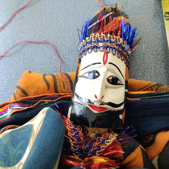 Topsy RAJASTHANI PUPPET Katnputi Indian Wooden Handmade Puppet Male Female RARE - Picture 7 of 16